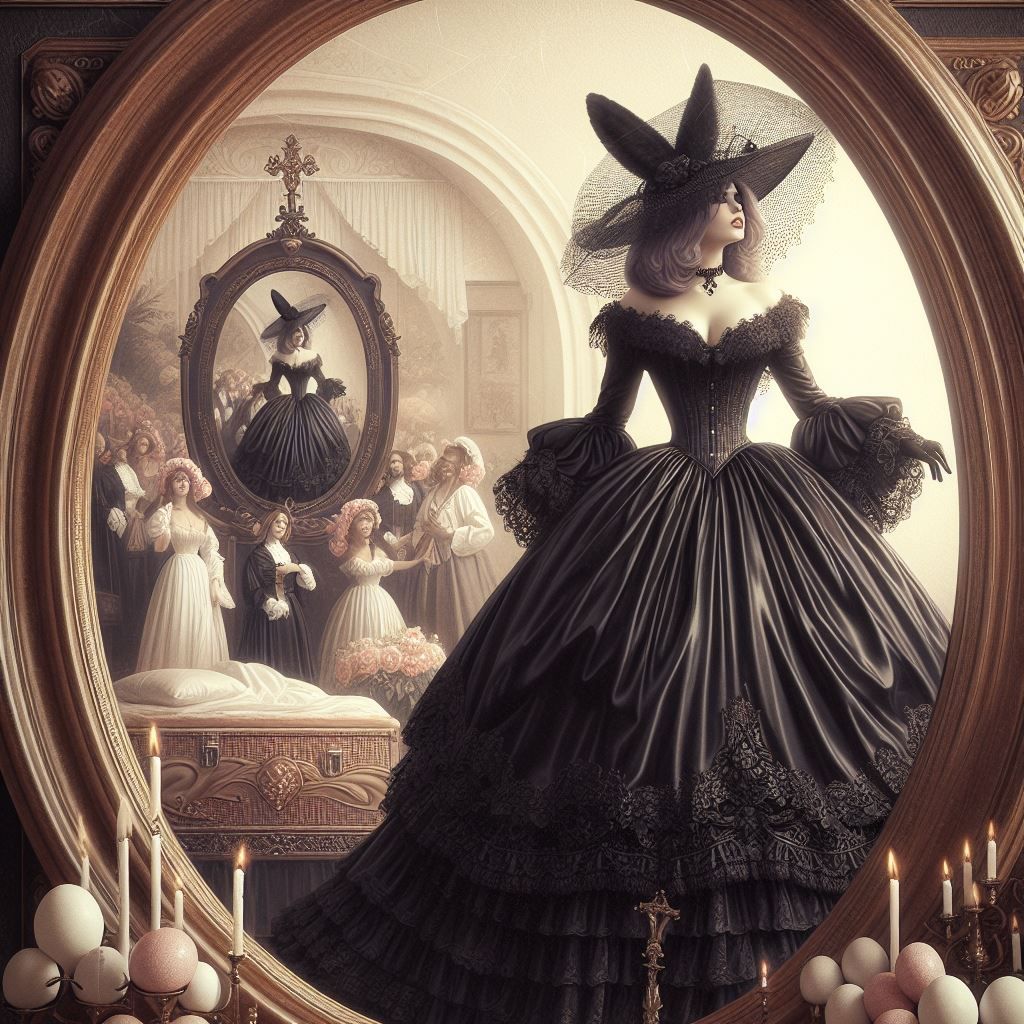 Living in an Easter Satin Wonderland of Sissy Satin Dresses, Sissy Satin Gowns, Sissy Satin Gloves and Big Mirrors.