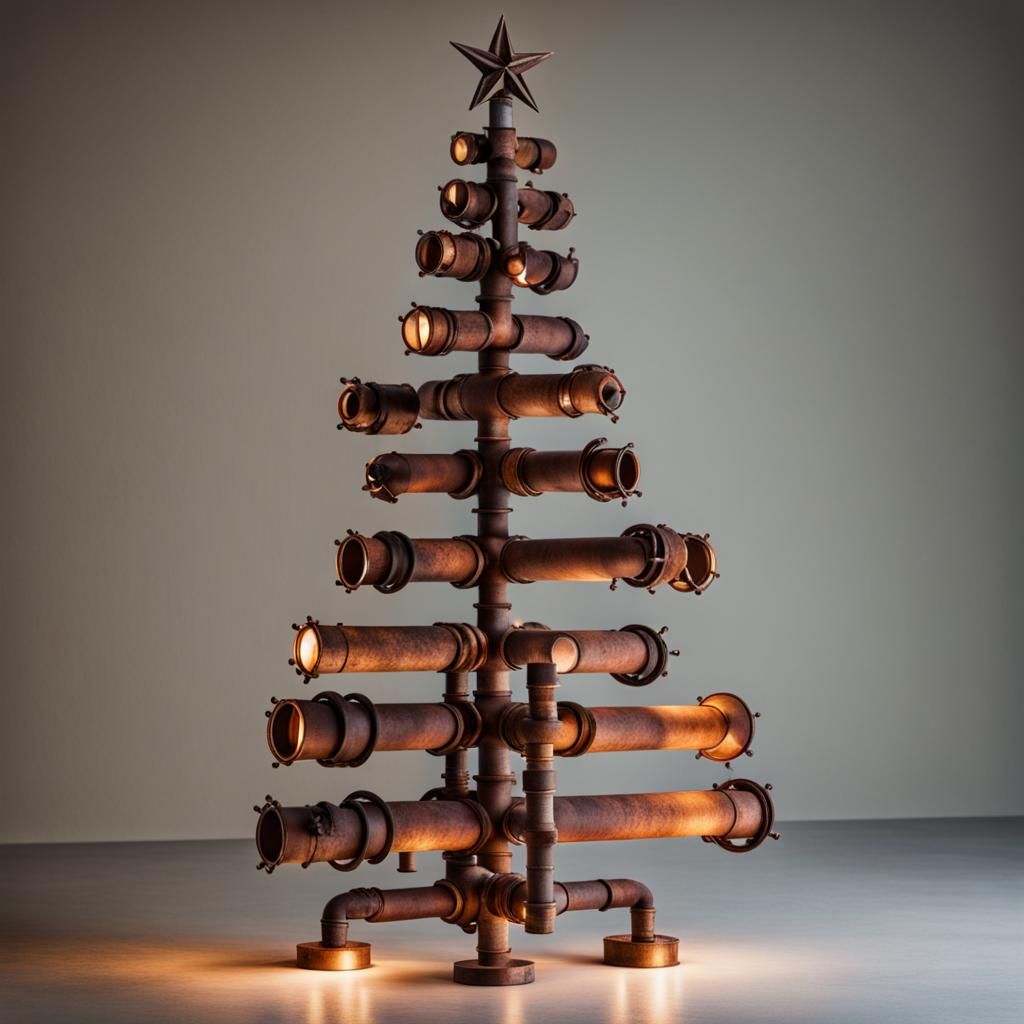 Christmas tree made out of rusty pipes  by @BulePanda