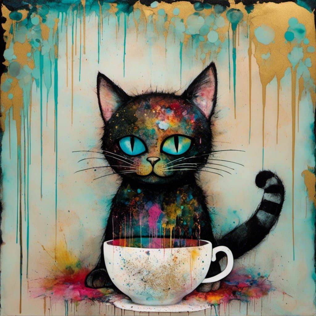 Coffee cat ☕️😼 AI Generated Artwork NightCafe Creator