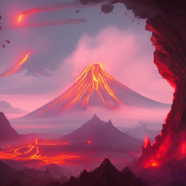 A volcano in the night  in 8k