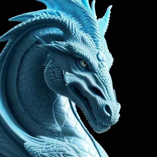 3D impression of a beautiful elegant dragon carved in stone realistic