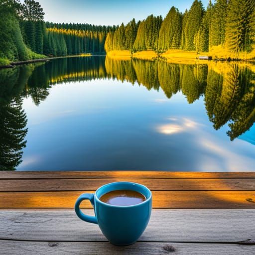 Enjoying a cup of coffee on a Beautiful sunny morning at the...