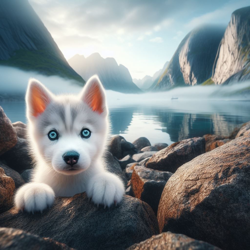 🐕❄️ White Siberian husky puppy