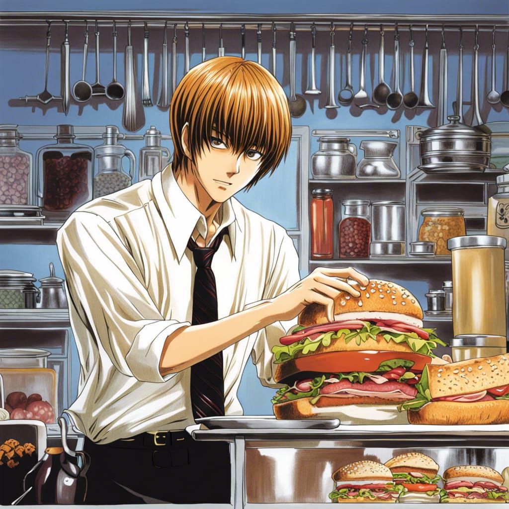 Light Yagami making a scobbydo sandwich AI Generated Artwork
