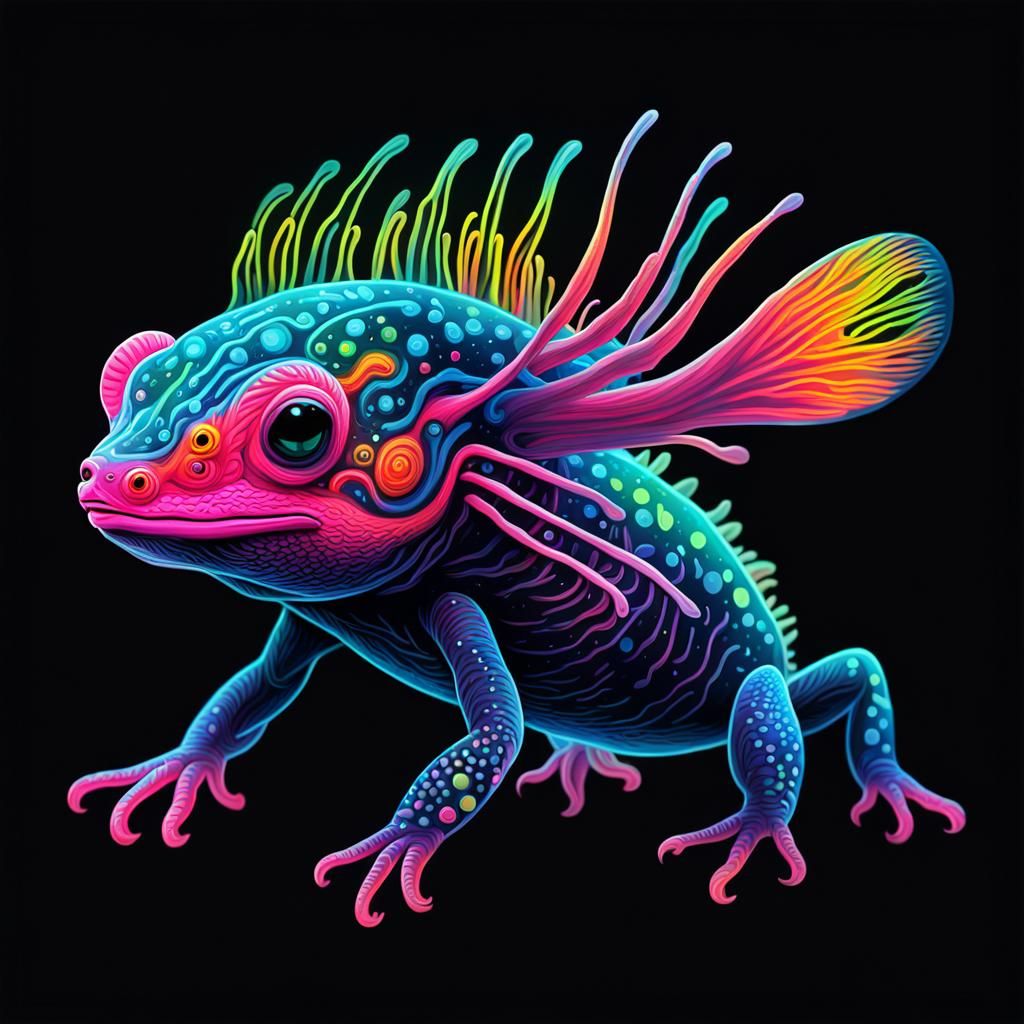Fluorescent Axolot  by @Ms Art
