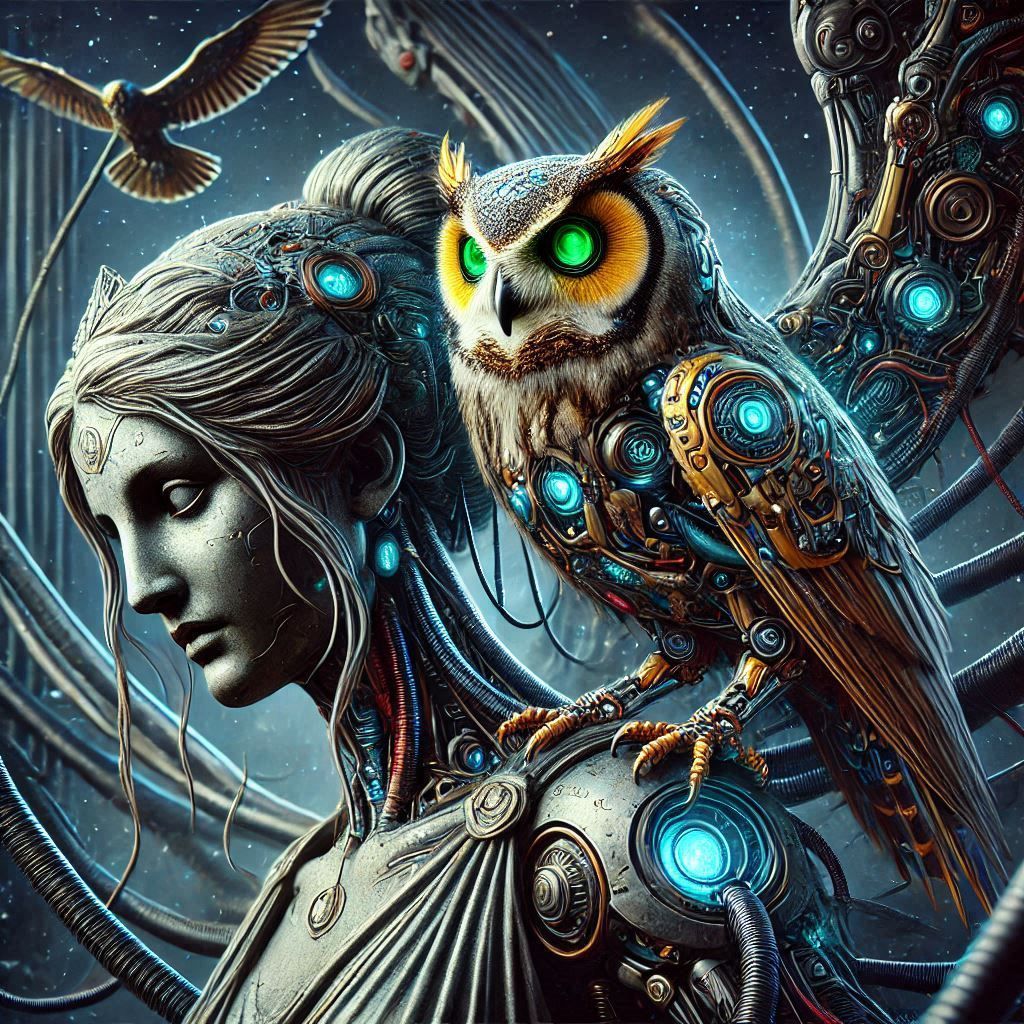 cyborg owl and cyborg Athene  by @gladiator
