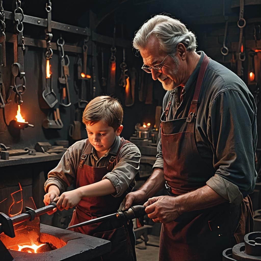 Blacksmith and Apprentice  by @Fuzzykins
