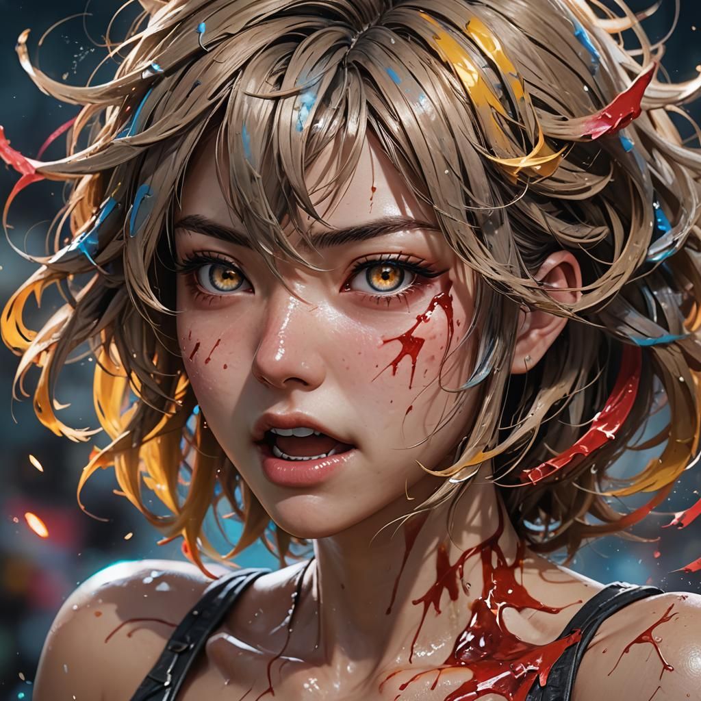 Female rage Hyperrealistic, splash art, concept art, mid sho...