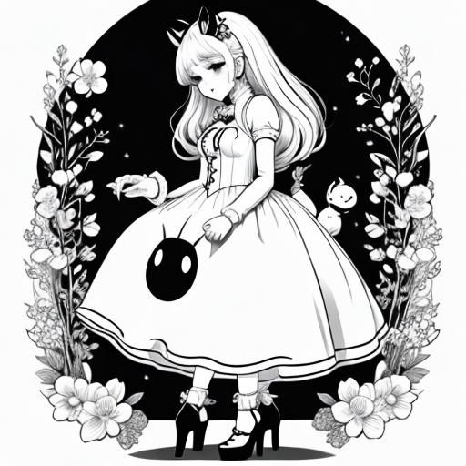 <lora:Coloring Page SD15:1.0> Chibi Bunny, cute, adorable, c...