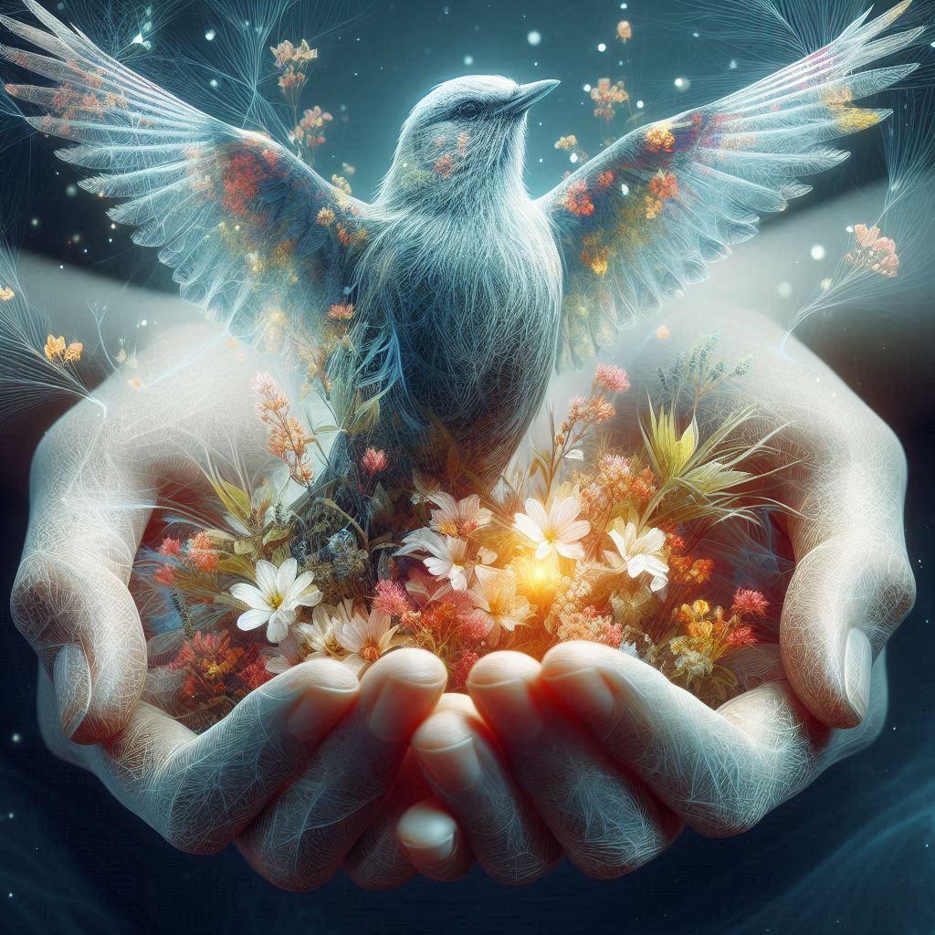 A bird in the hands of spring