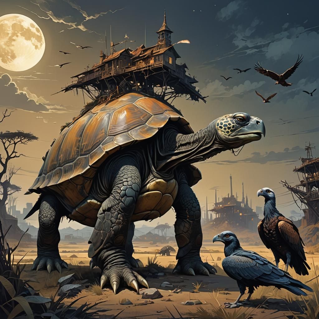 Turtle kissun a vulture