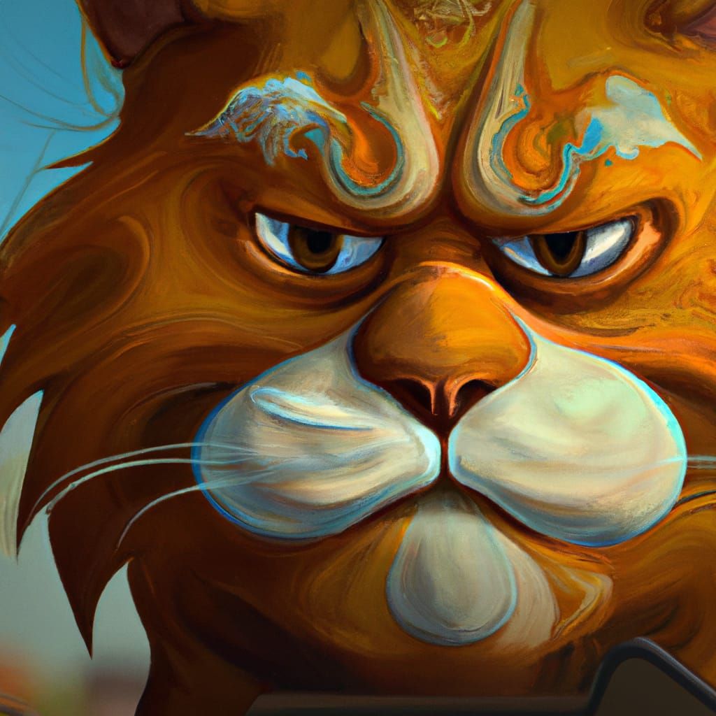 Garfield phone backround head and shoulders portrait, 8k res...
