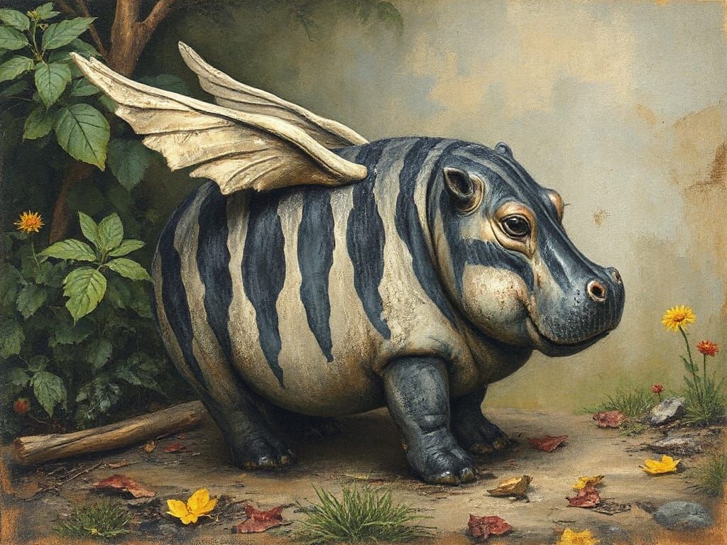 An hippopotamus with striped patterns  by @Eee17