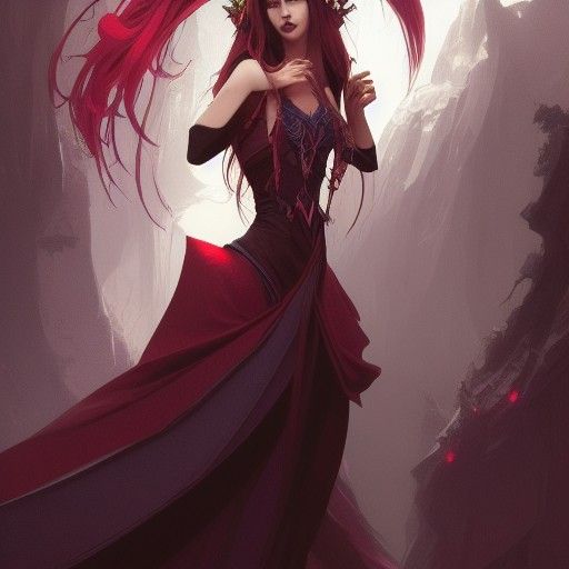 Detailed Portrait of a Vampire Princess in Art Nouveau Style