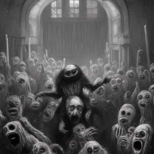 Zombie Muppets in a haunted theater.