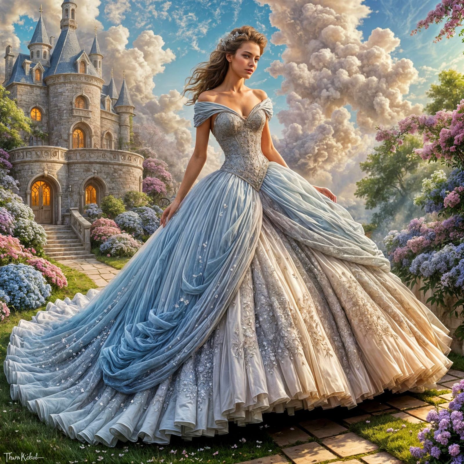 gorgeous imaginative ballgown wedding dress spun out of clouds fantasy  by @Merumeru Meru