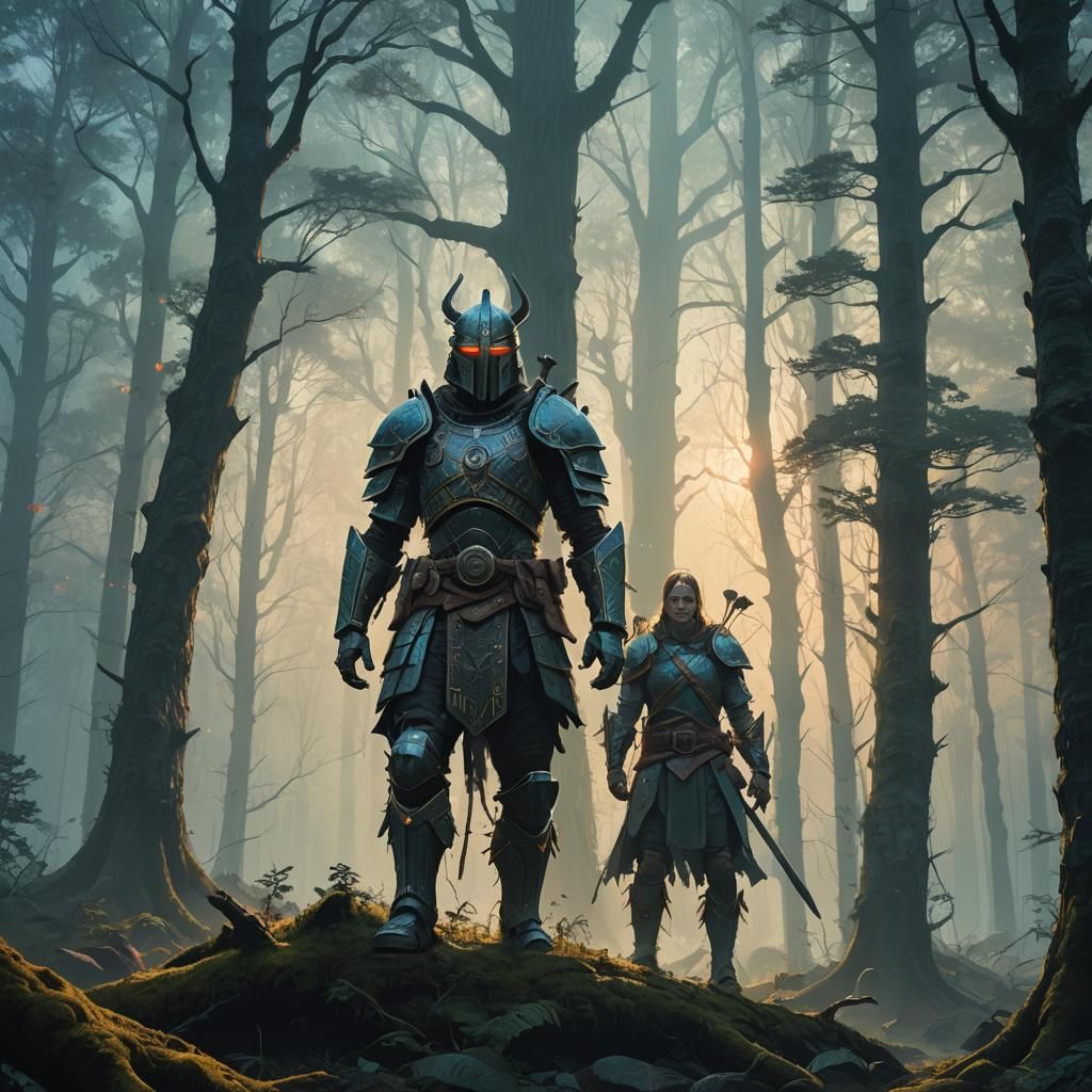 Warrior in Mystical Forest Concept Art