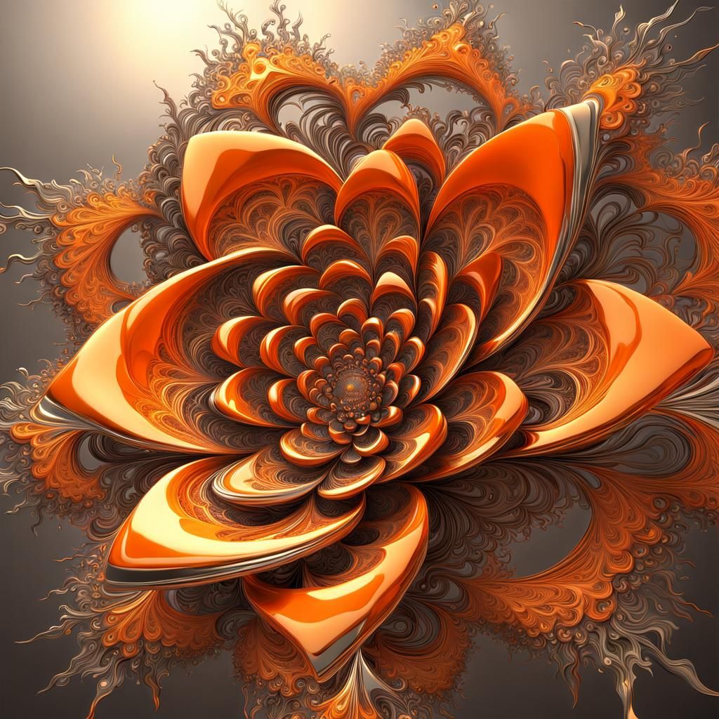 Orange Fractal Flower