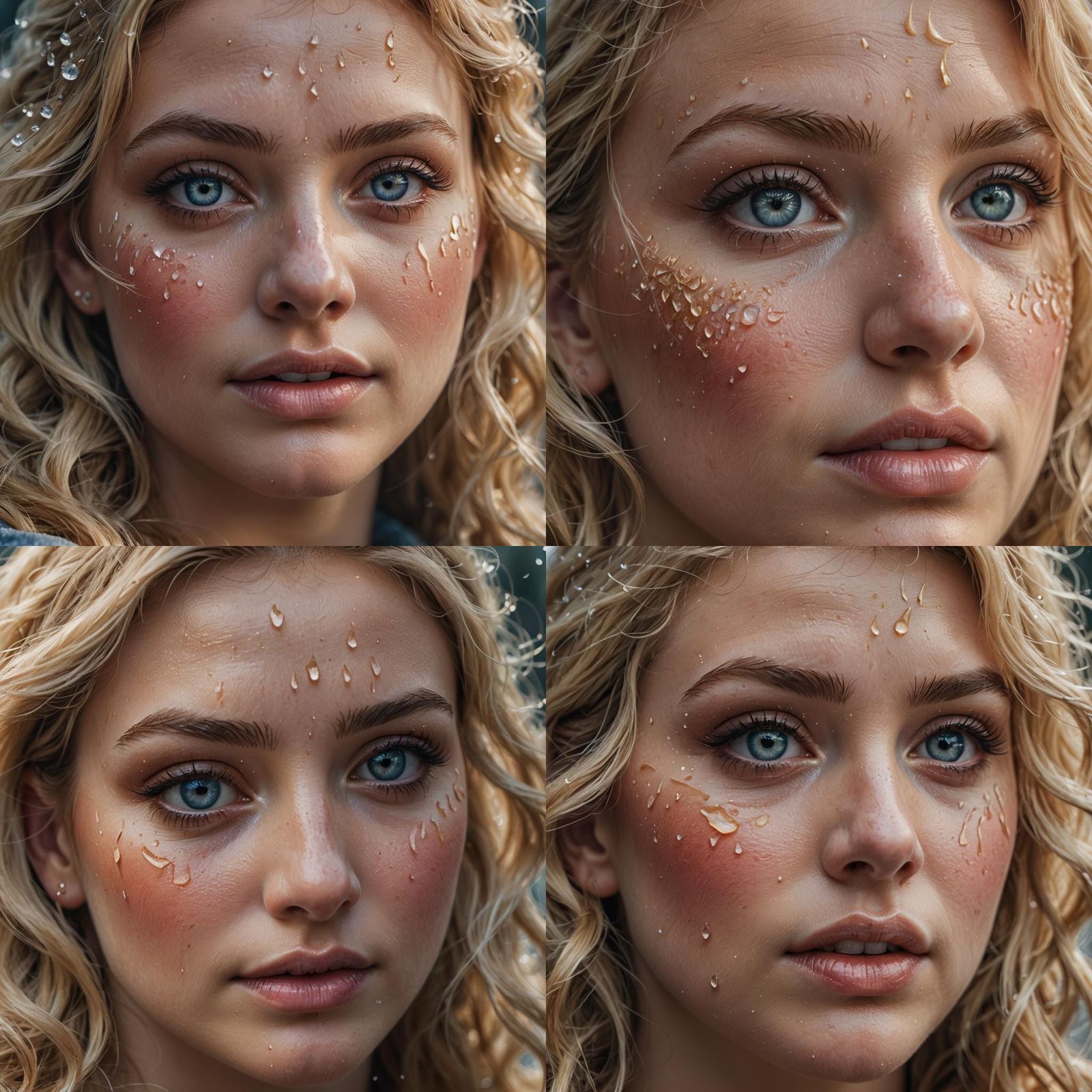 Beautiful curvy English woman, blonde, eye make up smeared f...