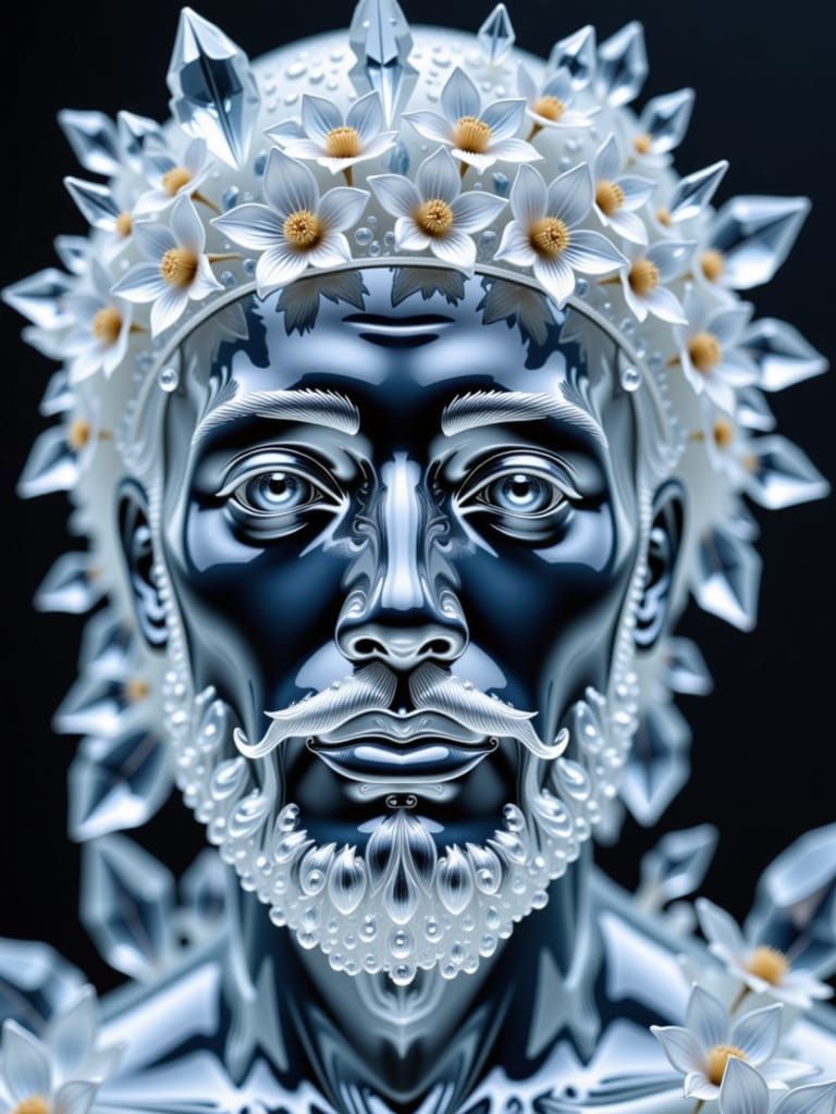 <lora:Zeste-citron crystal:1.0>A Transparent crystal portrait of a arabic male, atmospheric, a masterpiece, epic, stunning, dramatic, transparent, crystal, ice, glass 