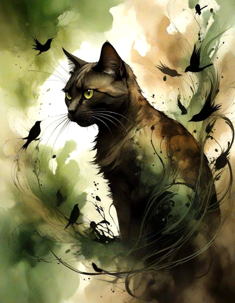 Watercolor Cat   by @Anna