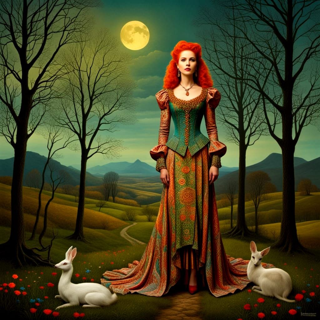 Ethereal Female Figures in a Fantastical Landscape