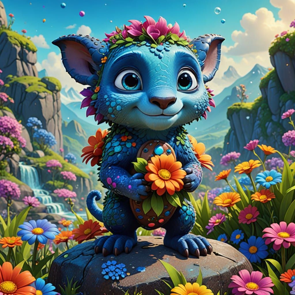 Cute Cartoon Creature in DreamWorks 3D Style
