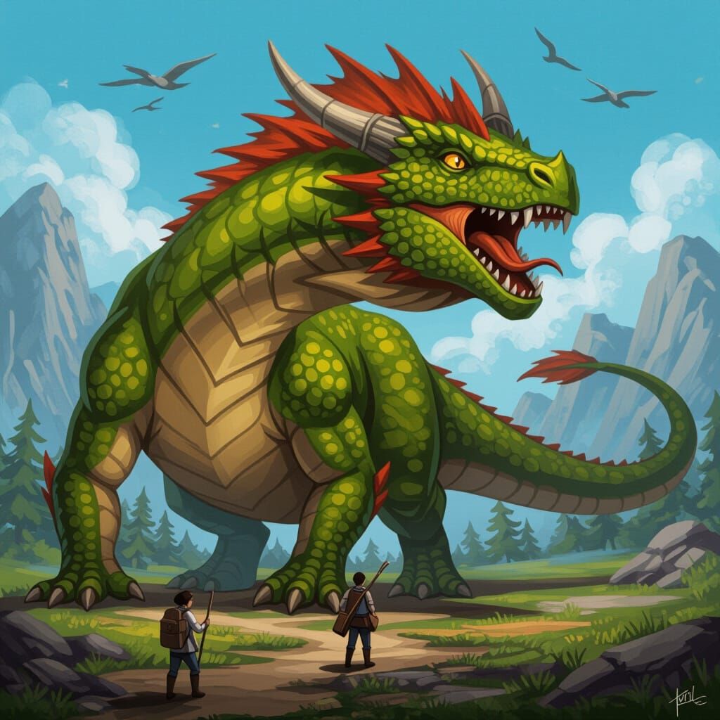 Tyrannosaurus Rex Chases Through Ancient Forest