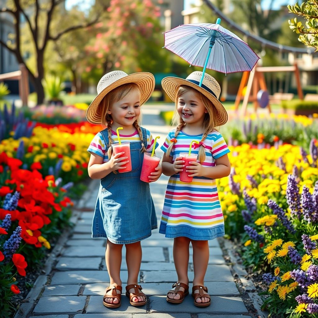 Girls Share a Secret in a Vibrant City Playground