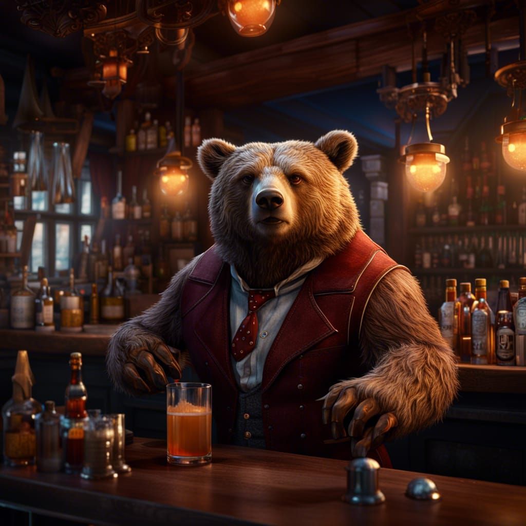 bear bartender - AI Generated Artwork - NightCafe Creator