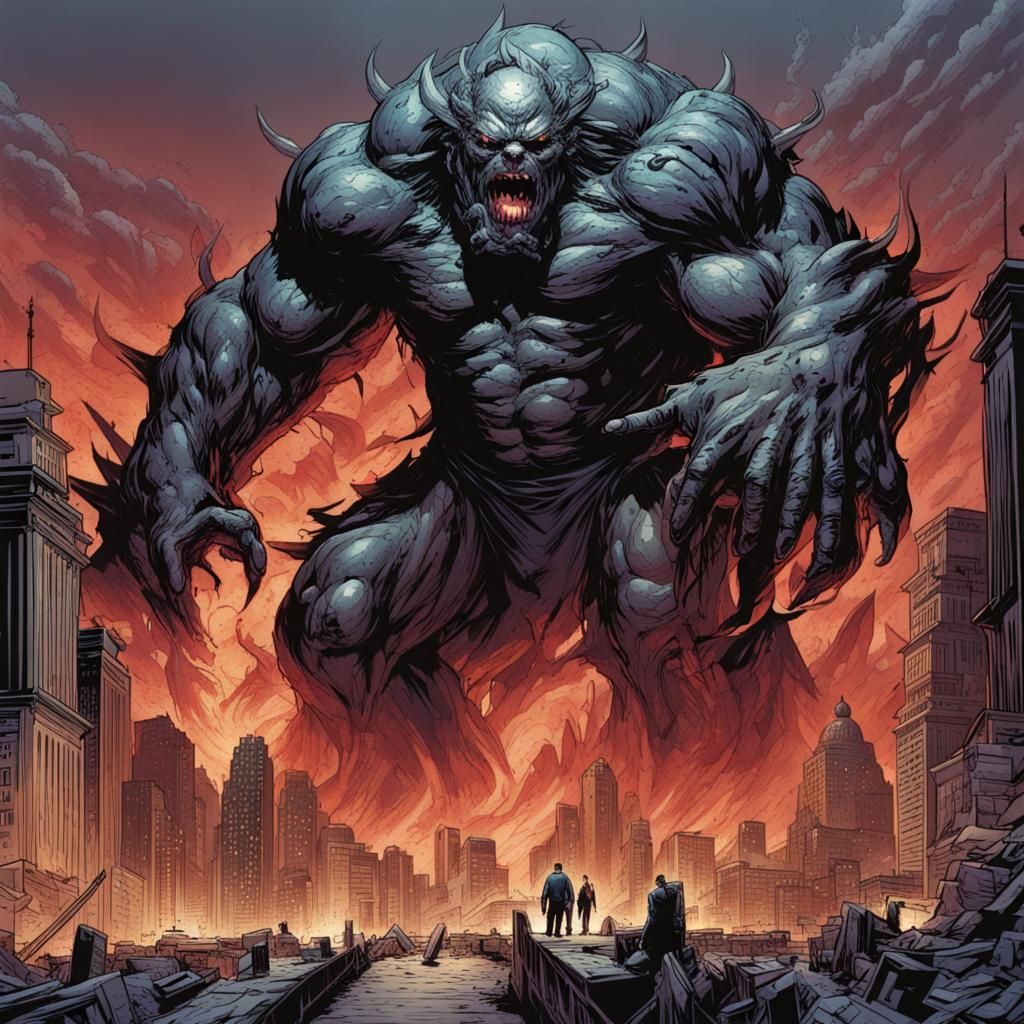 A monstrous big evil taking over the city. - AI Generated Artwork ...