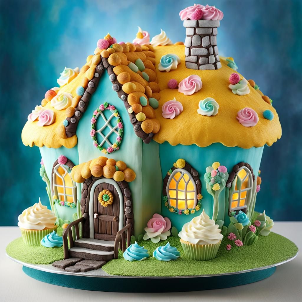 Edible sculpture of a cake house  by @Ministress