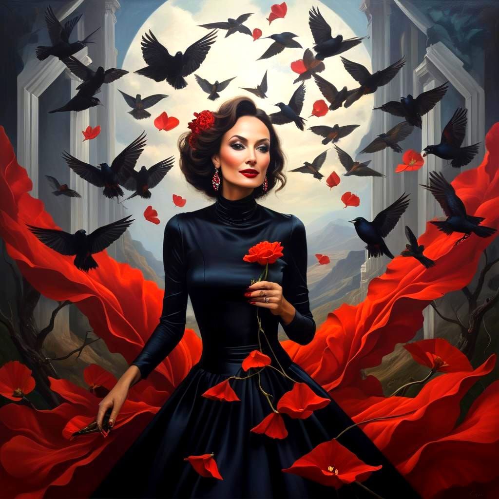 Surreal Landscape with Alluring Lady in Fantastic Style