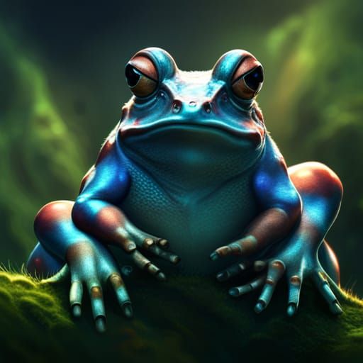 Holographic toad with six arms - AI Generated Artwork - NightCafe Creator