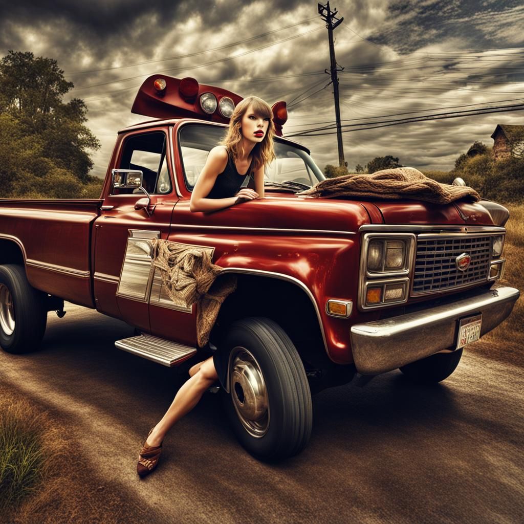 Taylor Swift drunk driving a truck