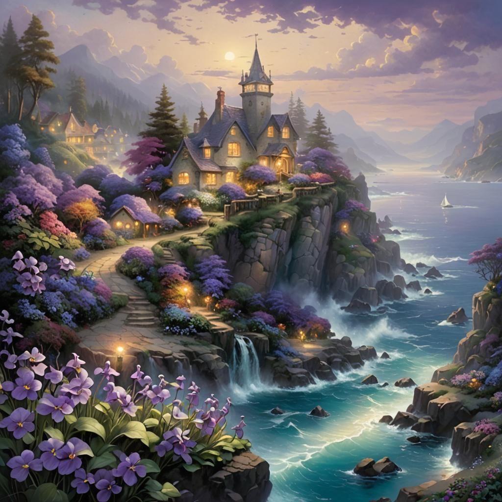 Cliffside Violets in Bloom