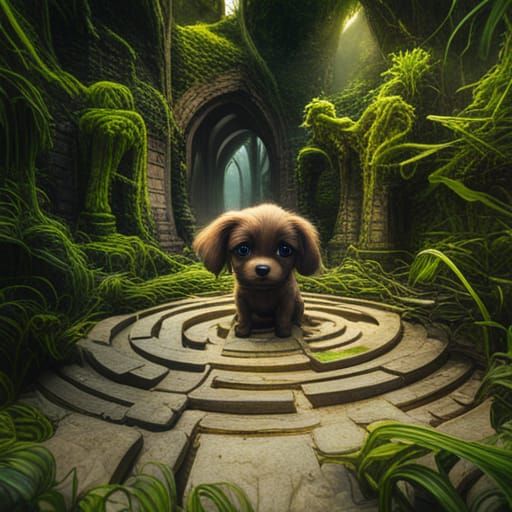 Cute Puppy in a maze
