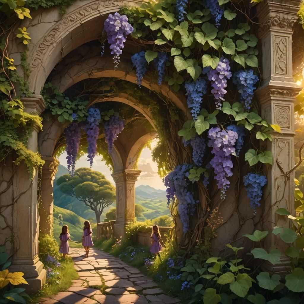 Girls in Mystical Landscape: Fantasy Matte Painting