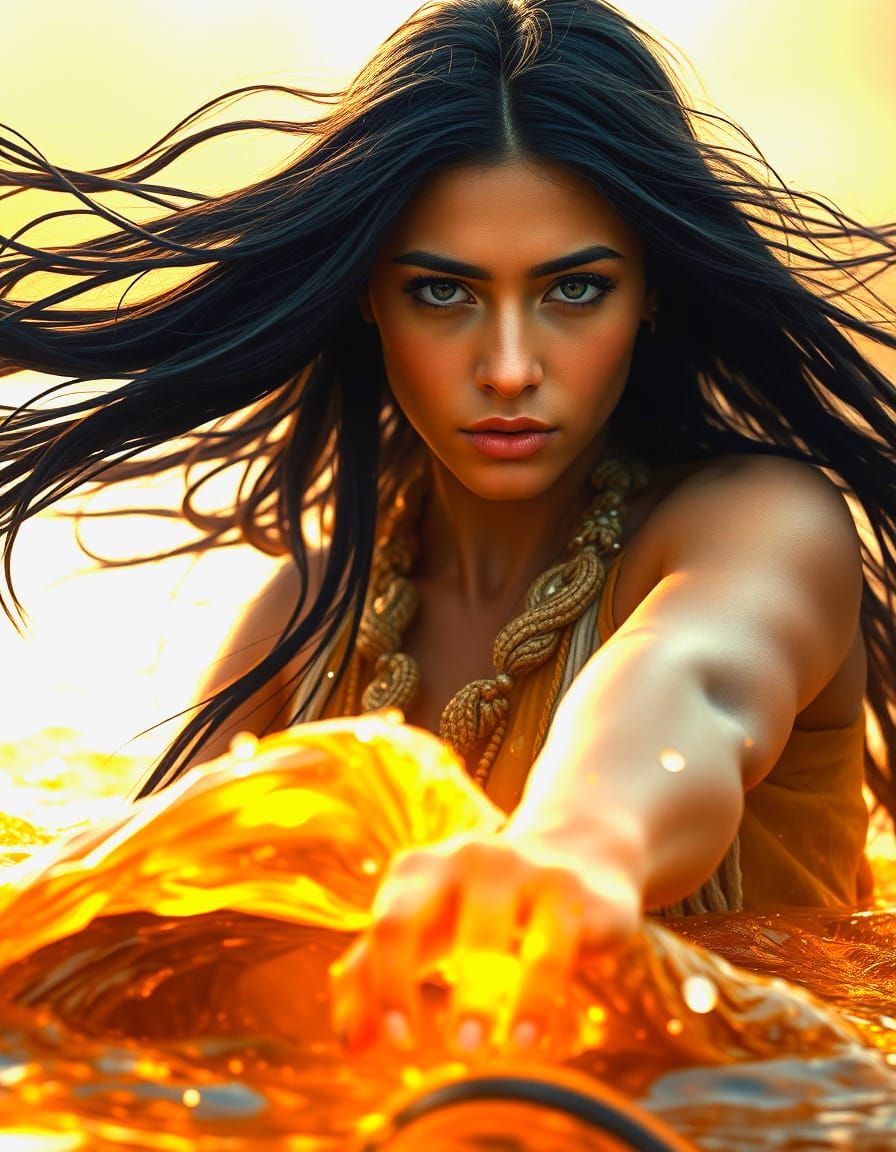 A close-up portrait of a serene and majestic Iroquois prince...