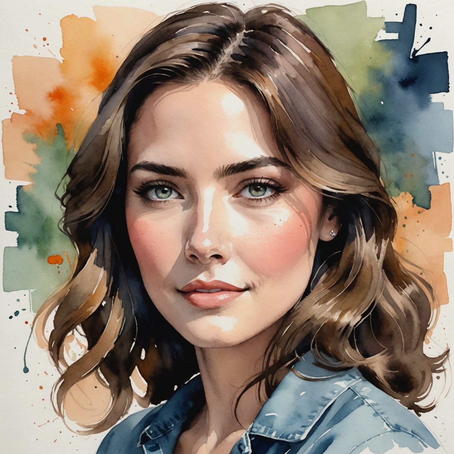 Watercolor portrait of a woman (3)