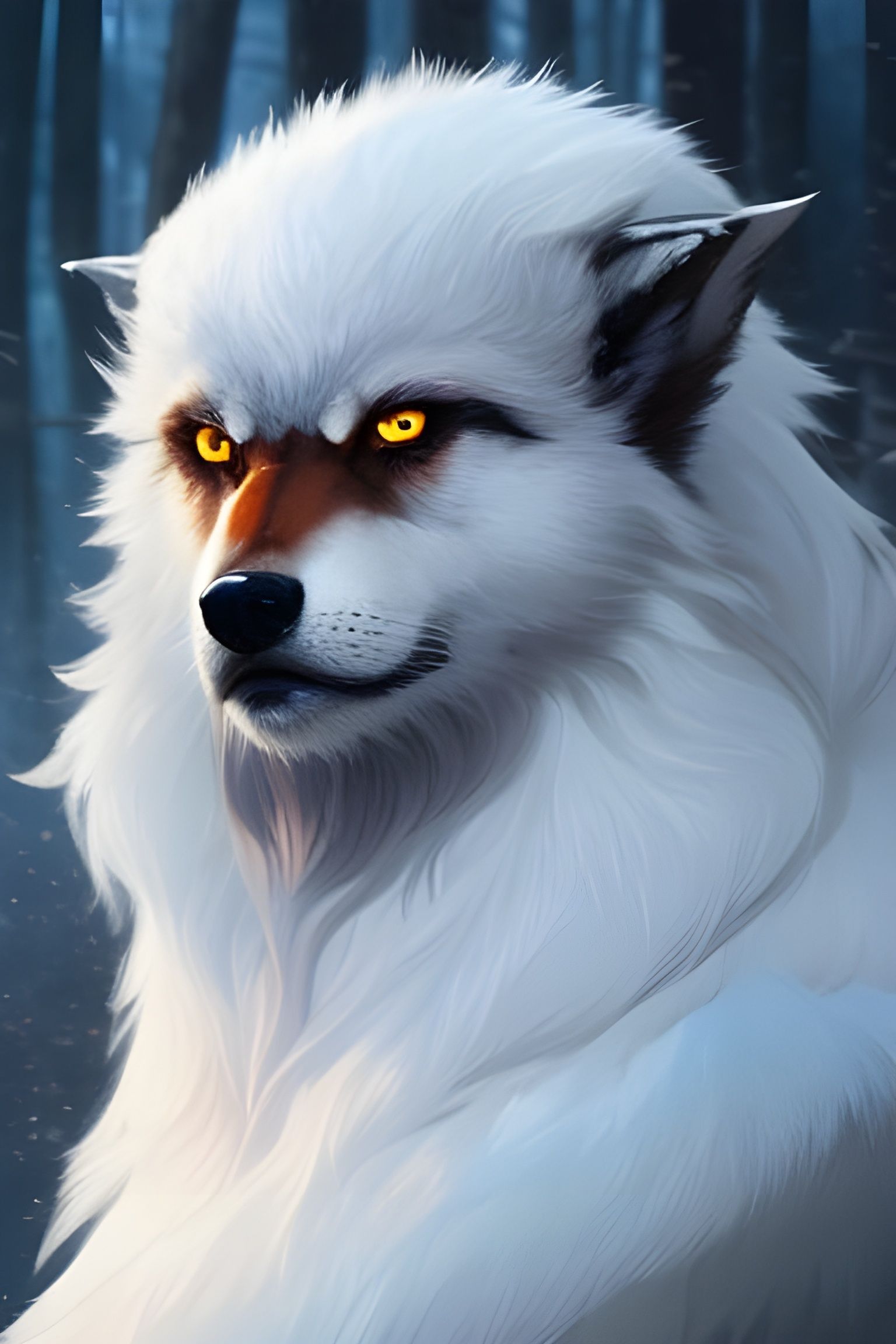 Wolf-Folk Monk Portrait in Digital Art Style