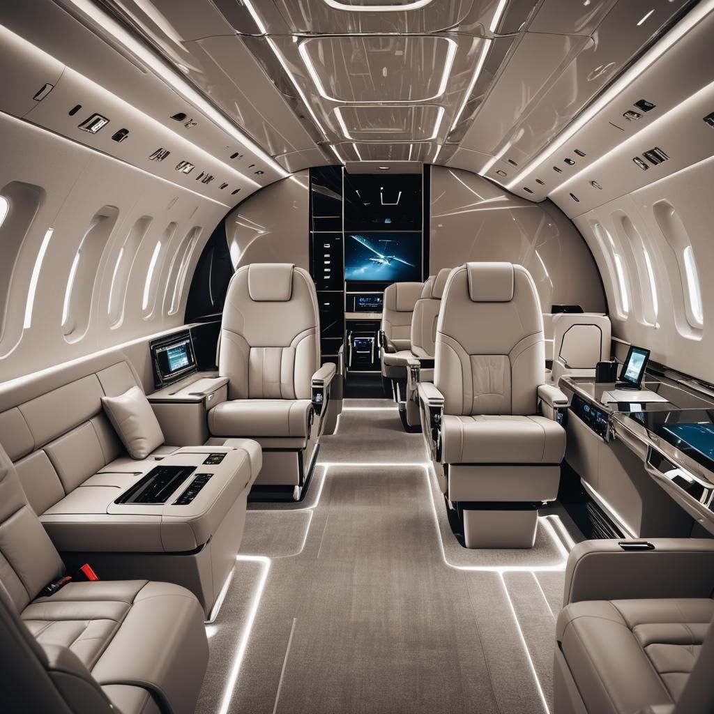 Luxurious Private Jet Interior in Neo-Futurism Style