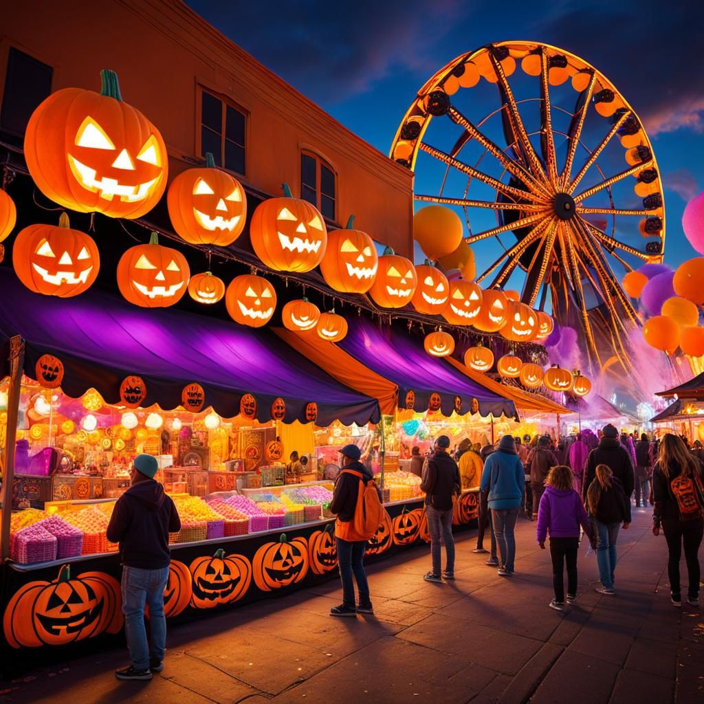 Lively Halloween Market, mod revised. AI Generated Artwork