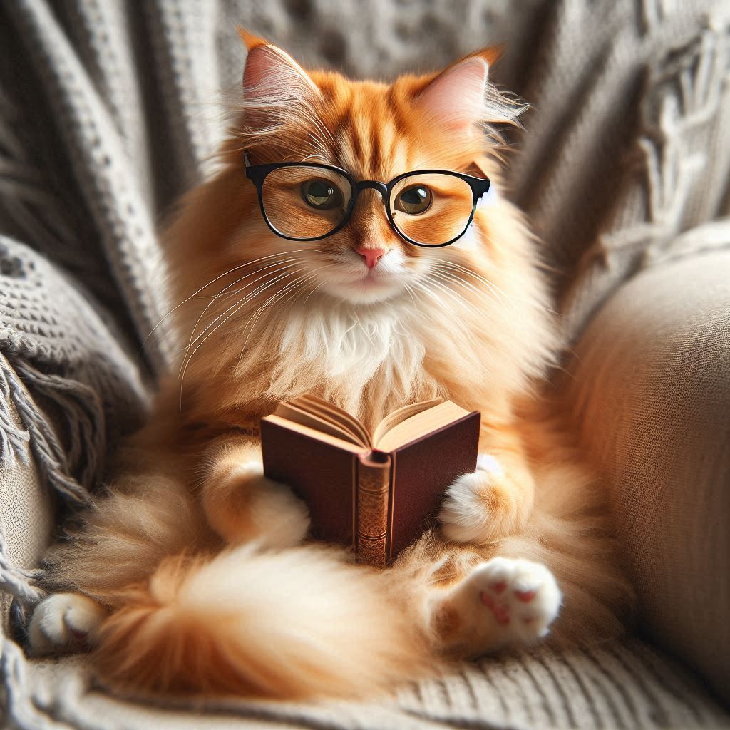 kitty Reading a book