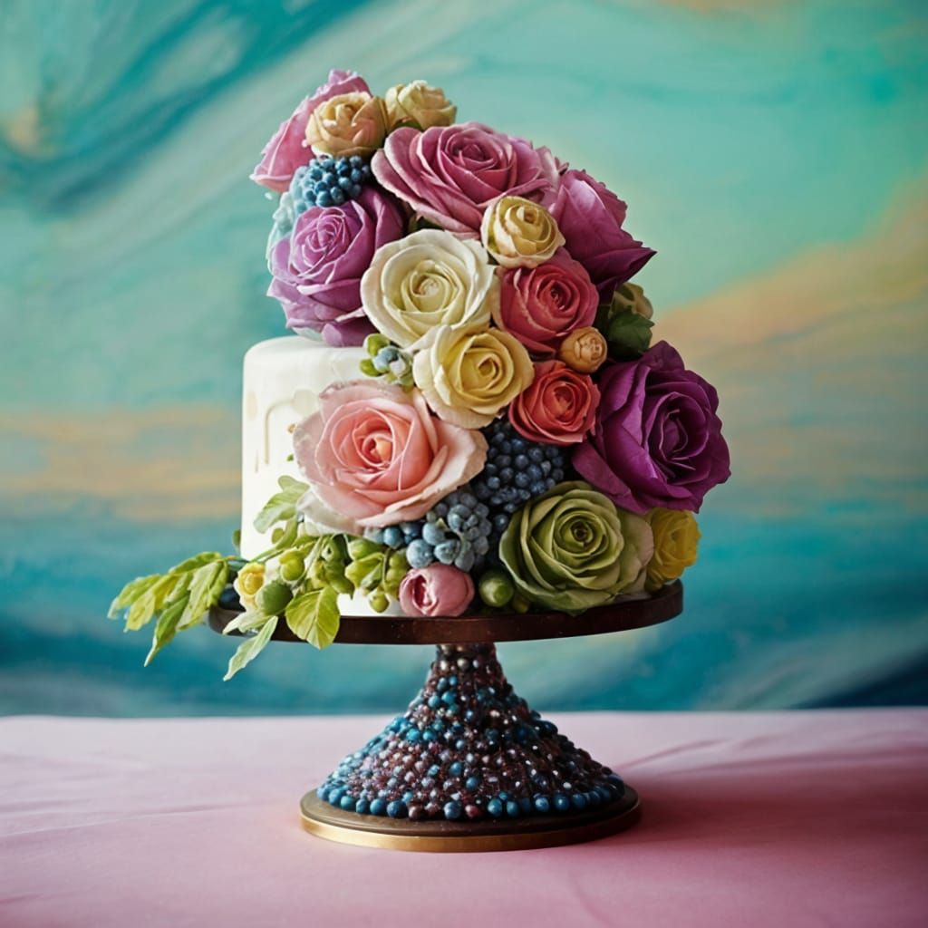 Beautiful exquisite wedding cake  by artist Nicolette Ceccol...