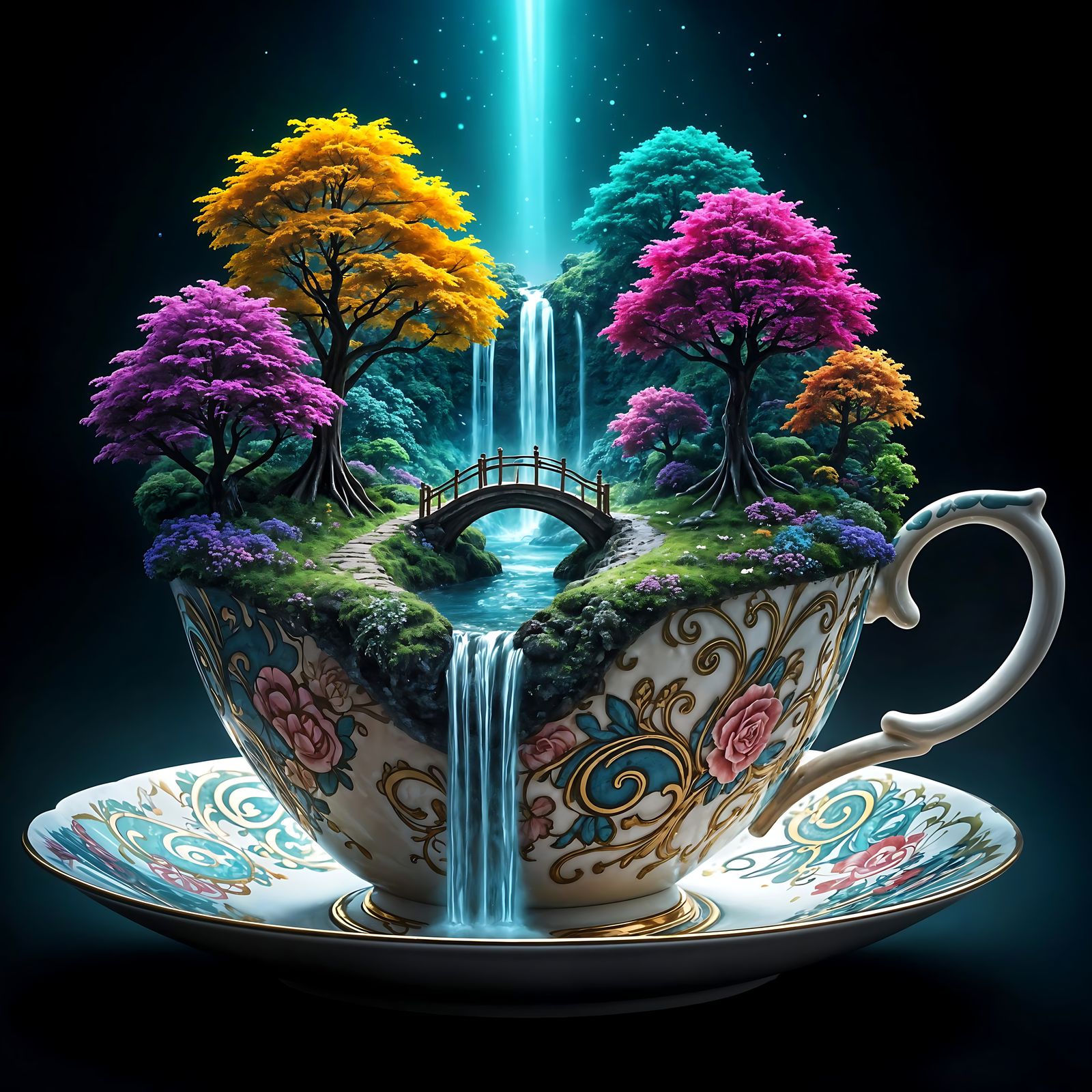 Teacup Fall  by @Yoctocore