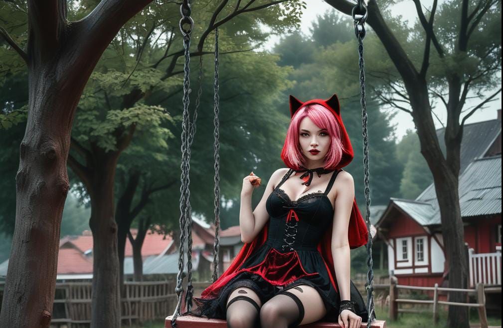 Beautiful lady  pink hair wearing bra and black sheer pantyh...