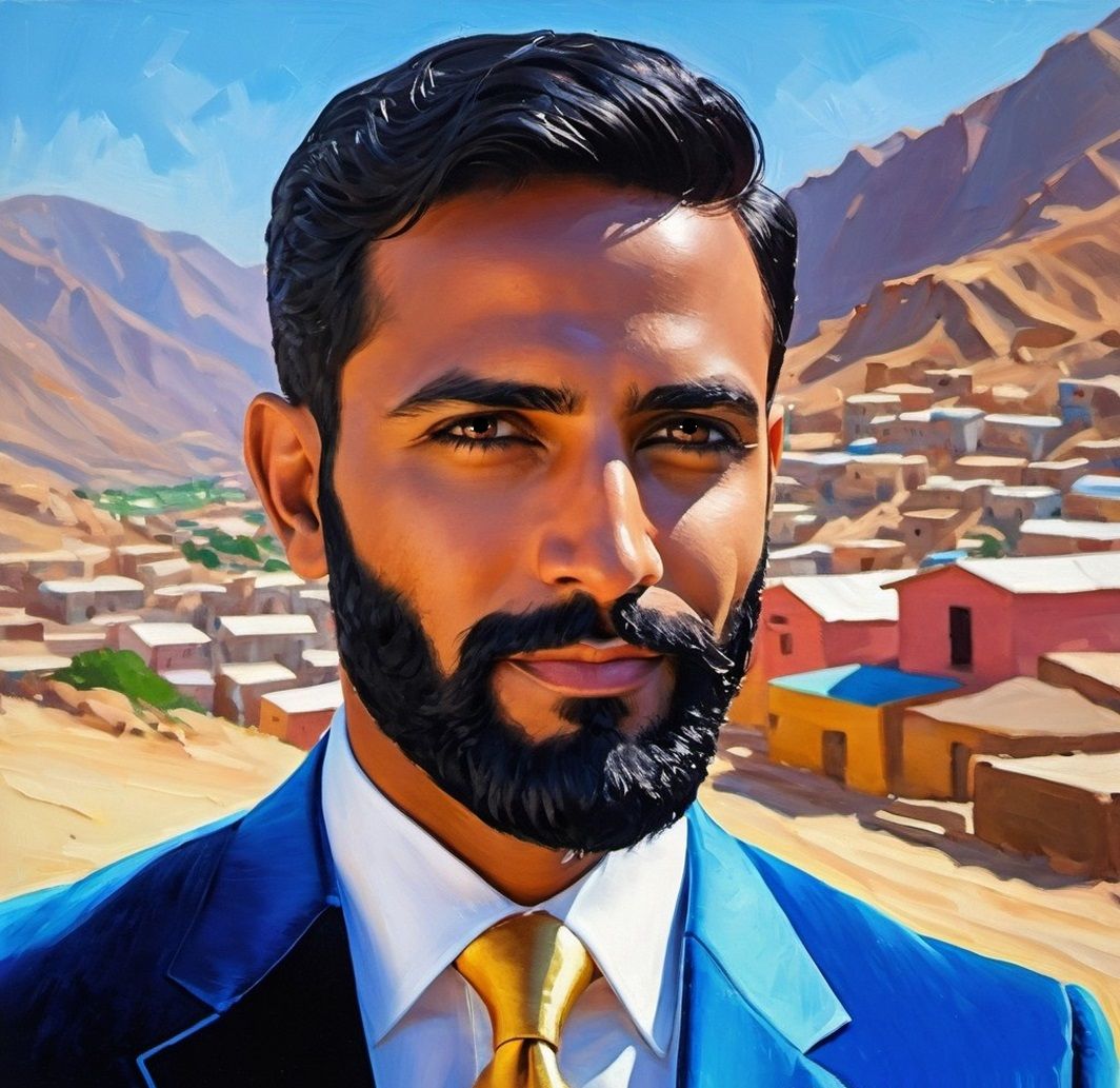 Most handsome man with  excellent  black  beard   wearing  a...