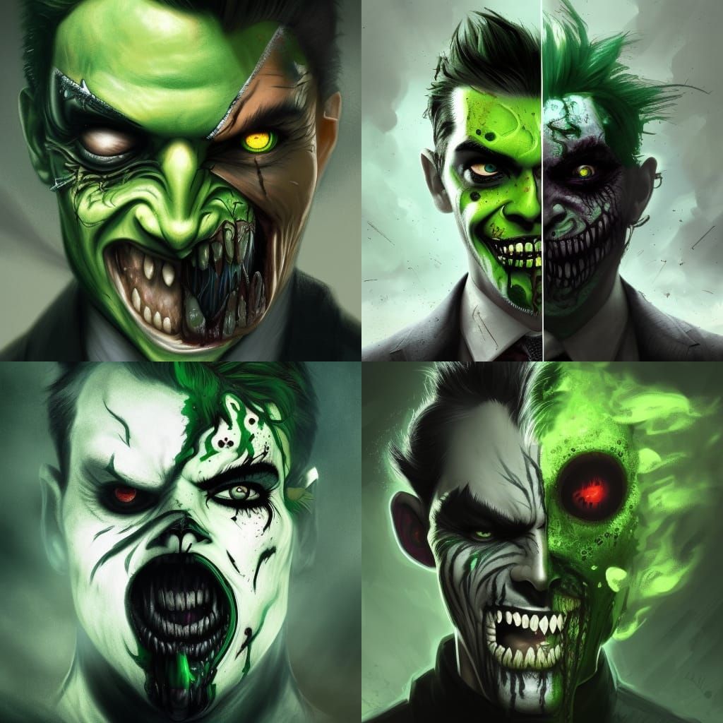 Jacksepticeye as Two-Face with half his face looking normal ...