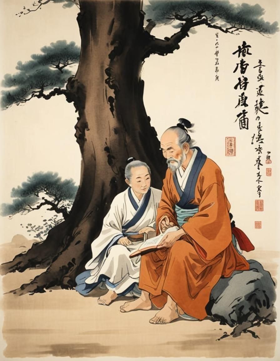 Master and his apprentice, in ancient China, Tang dynasty   by @Martinacats 